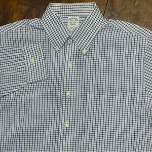 Brooks Brothers Mens 15.5 34 Classic Fit Non-Iron Supima Dress Shirt Blue Check